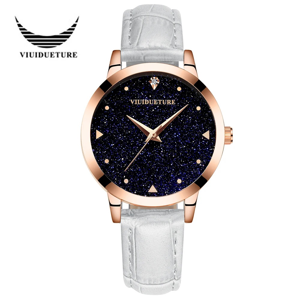 Lady stone watch black dial Japan movement Quartz Watches like the night sky with stars for your lover