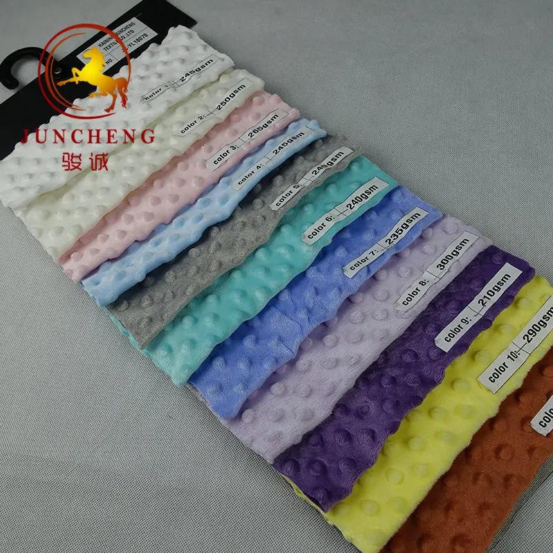 100% polyester knitted super soft hand feeling colorful minky dot fabric