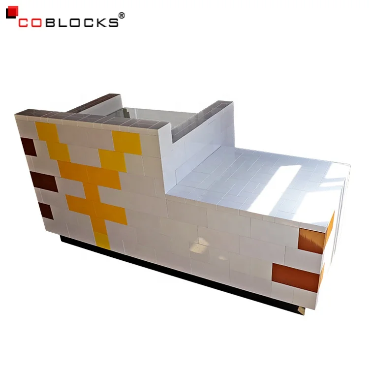 Customize Front Reception Counter Lobby Great Size Plastic Building Blocks PE Reception Desk