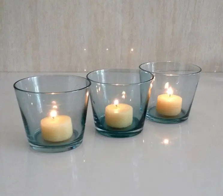 
graceful and colorful small glass candle holder cup 