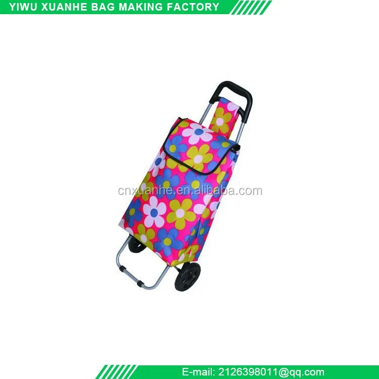 
Custom wholesale folding vegetable shopping trolley bag with wheels 