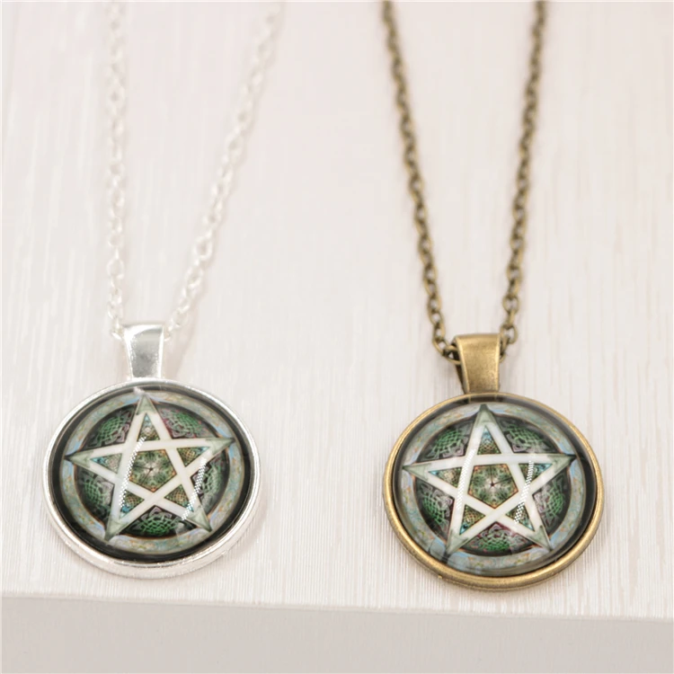 Antique Brass Star Amulet Pentacle Pentagram Pendant Men Necklace