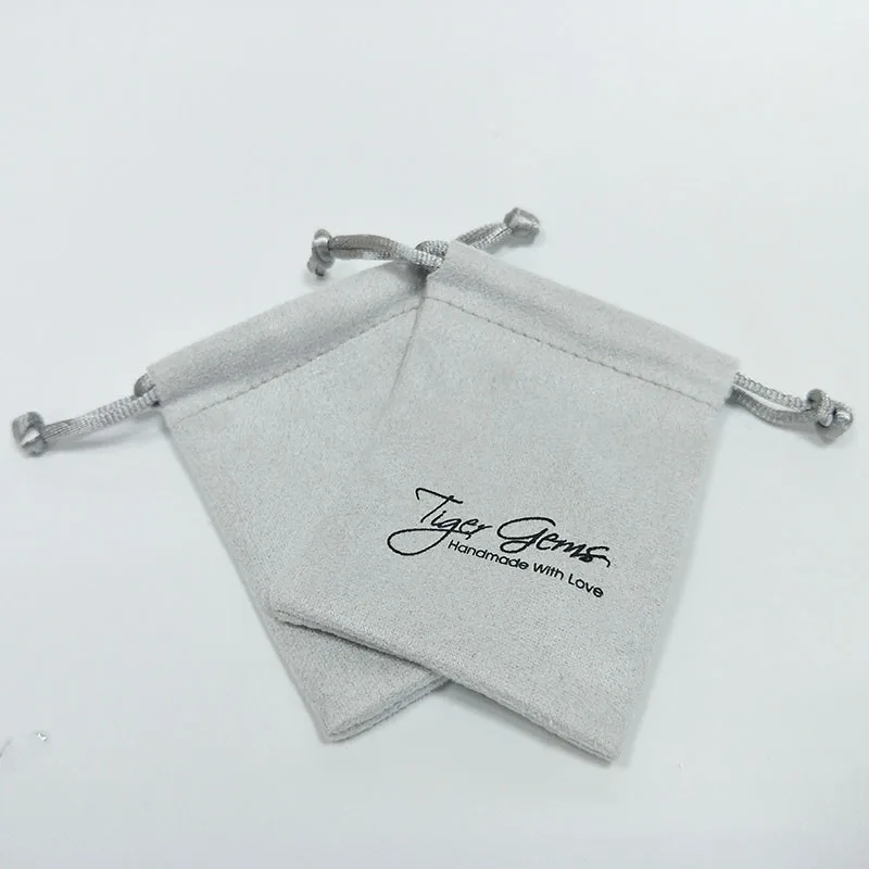 fashionable luxurious drawstring Soft Suede Velvet Pouch Jewelry Bags With Logo custom