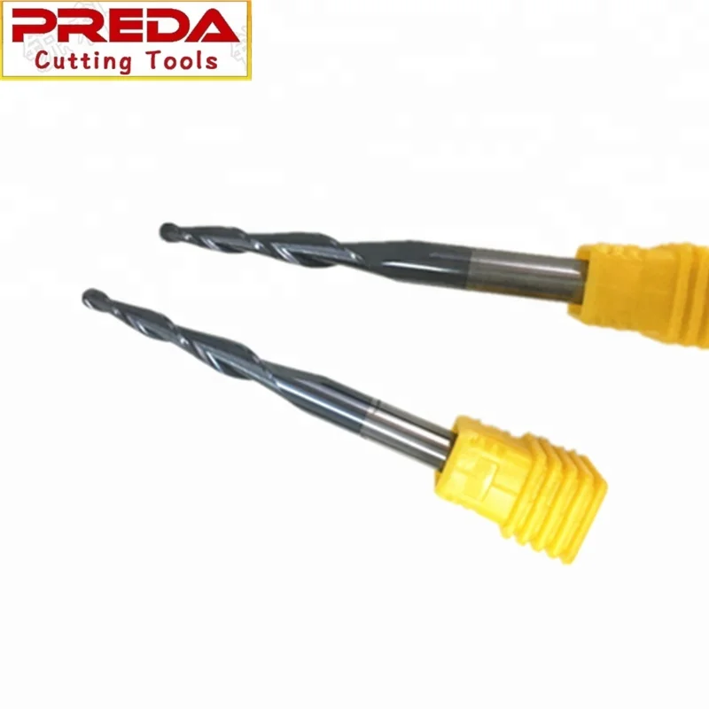 Tungsten Cutting Tools TiAlN Coating 2 Flutes Solid Carbide Taper Ball Nose End Mill for Wood