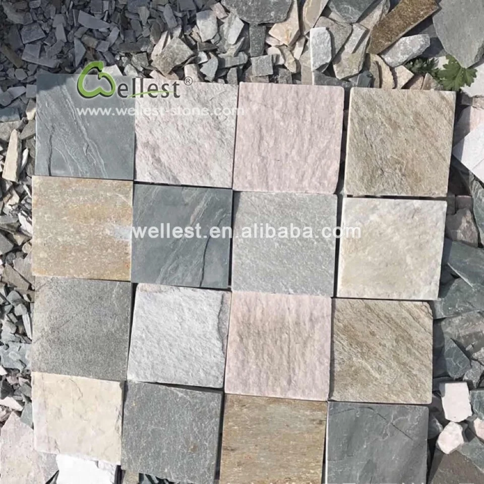 Outdoor paving stone oyster quartzite slate floor tile for swimming pool and driveway