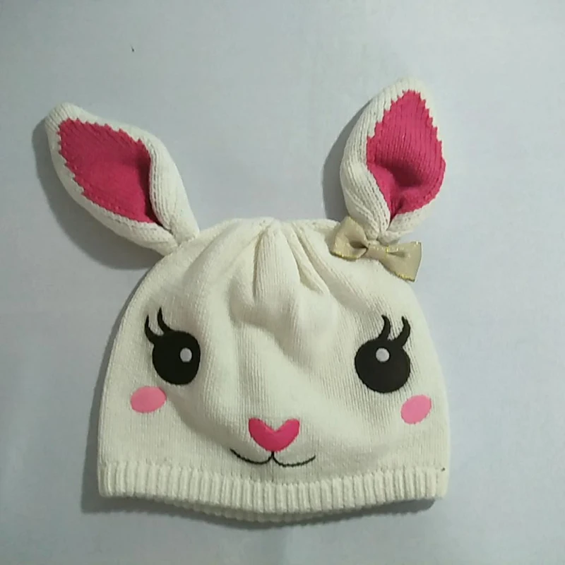 Factory price cute children knitted hats funny hats with long animal ear