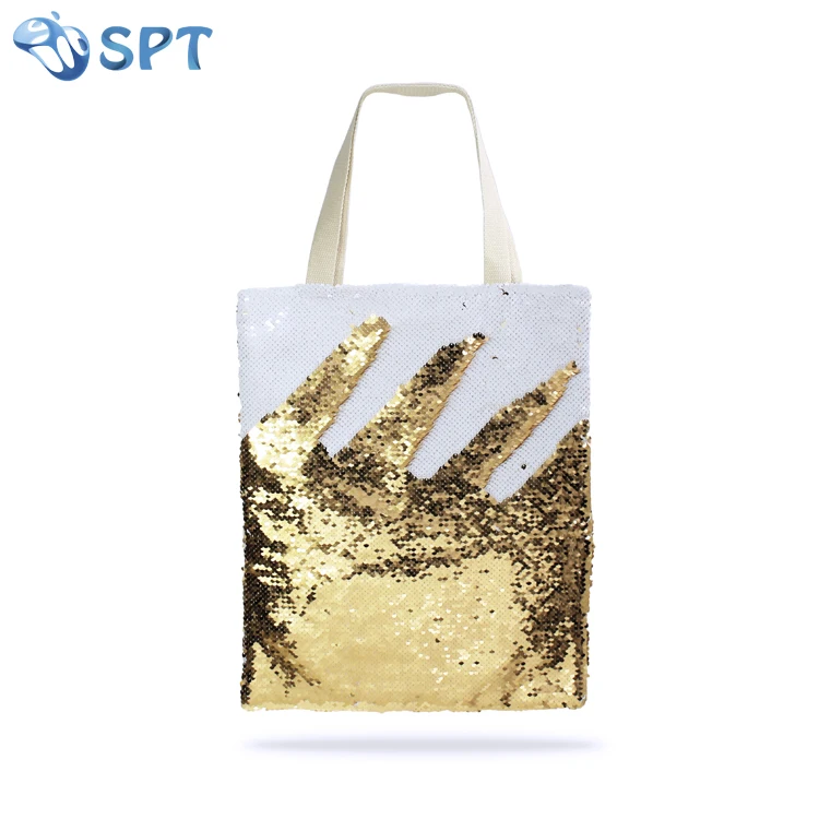 Sublimation Magic Cotton and Linen Bag Sequin Shopping Bag