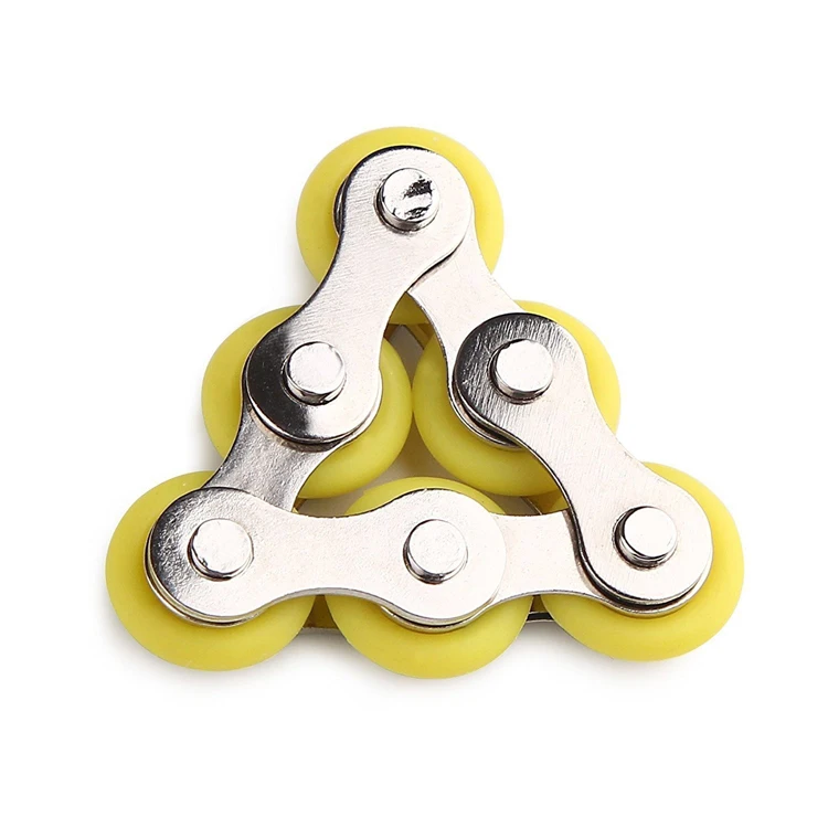 Trending Products Silicone Metal 6 Links Round Bike Chain Toy Adults Hand Spinner Metal Fidget Toy 6 links