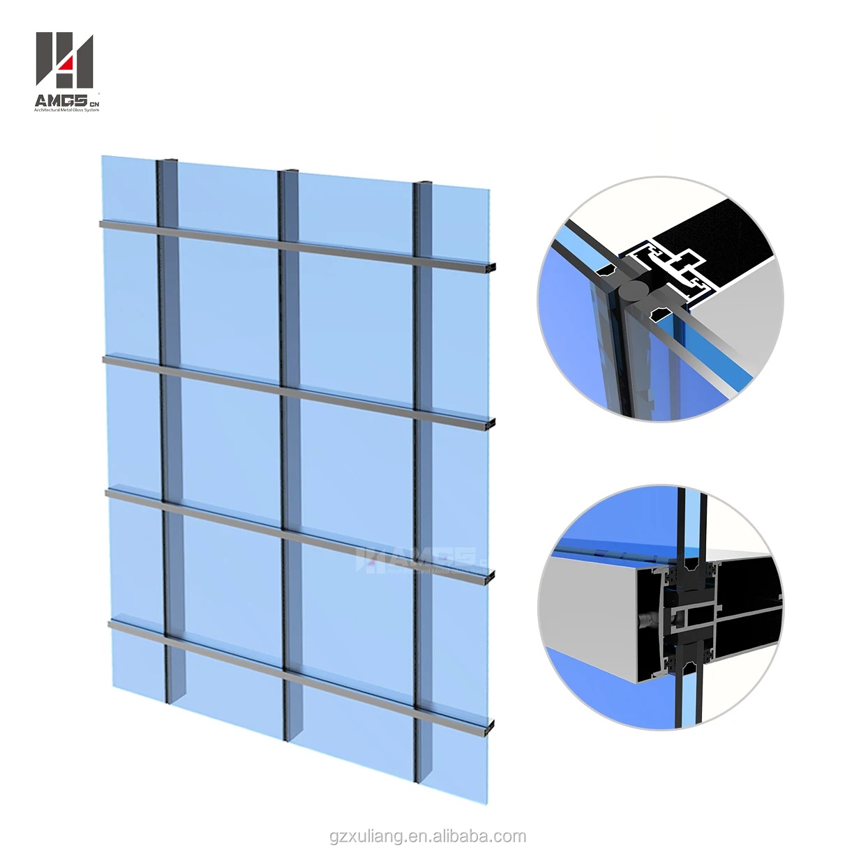 Building Exterior System Glazed Thermal Aluminium Glass Curtain Wall Price
