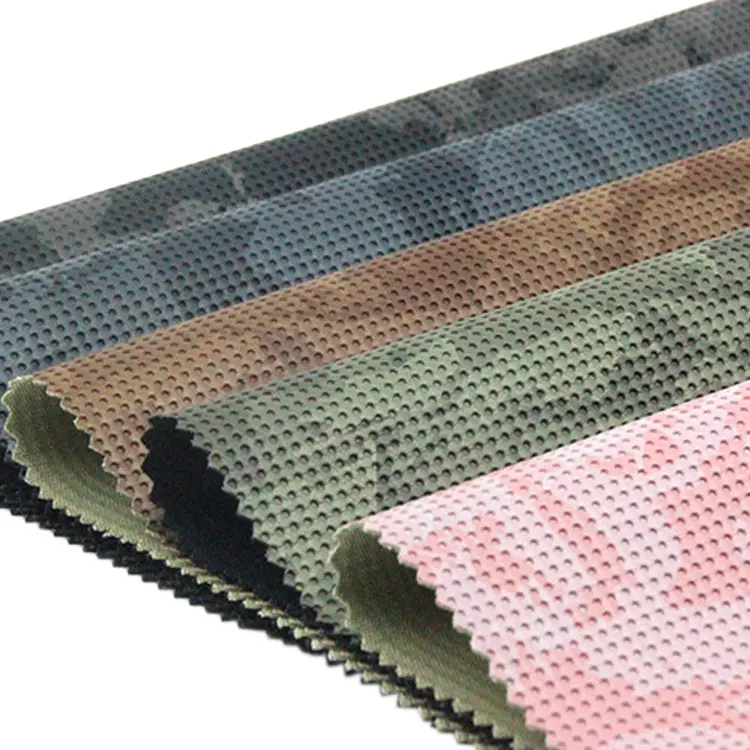 camouflage perforated pu leather fabric clothing