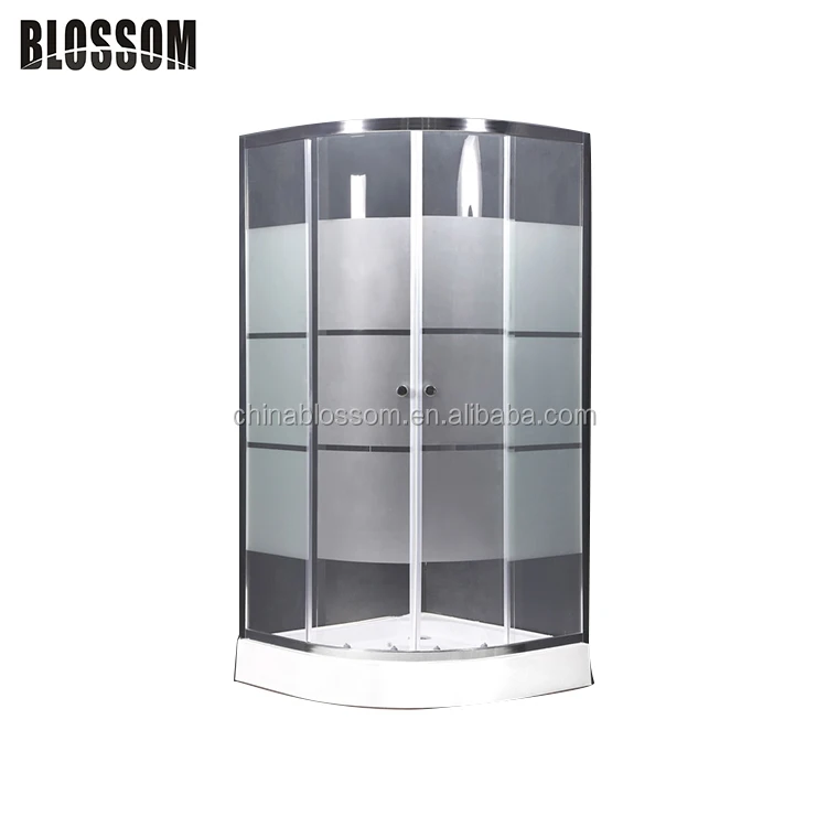 Bathroom corner sector cheap acid etched glass door enclosed shower cabin