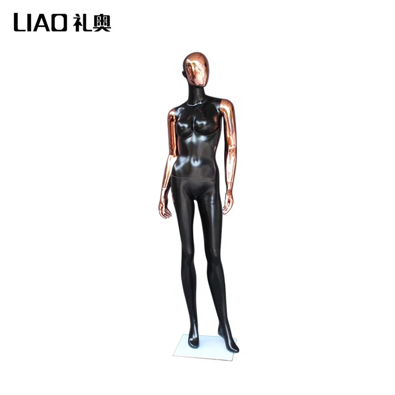 Fashion display Rose Gold Face and Arms Metal plating female mannequins full body