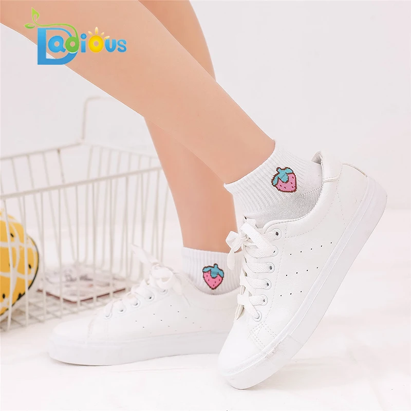 Women Cartoon Socks Korea Japanese Socks Strawberry Socks for Adult