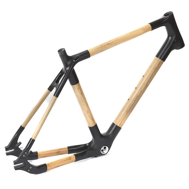 550-3 City Bicycle Front Fork Solid Bamboo Road Bike Frame With Carbon Fiber Connector