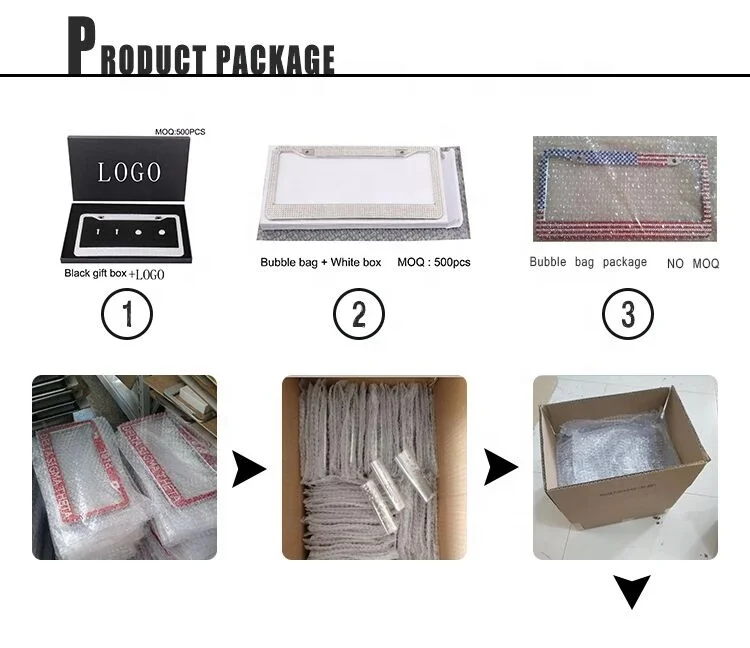 Hot Sale Rhinestone License Plate Frame with bow For US Cars