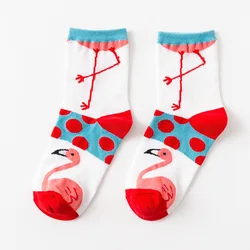 Женские хлопковые короткие носки до щиколотки с рисунком розового фламинго, весна-лето-осень