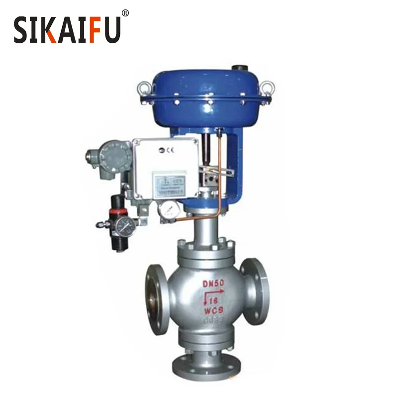 Pneumatic diaphragm steam 3 way control valve