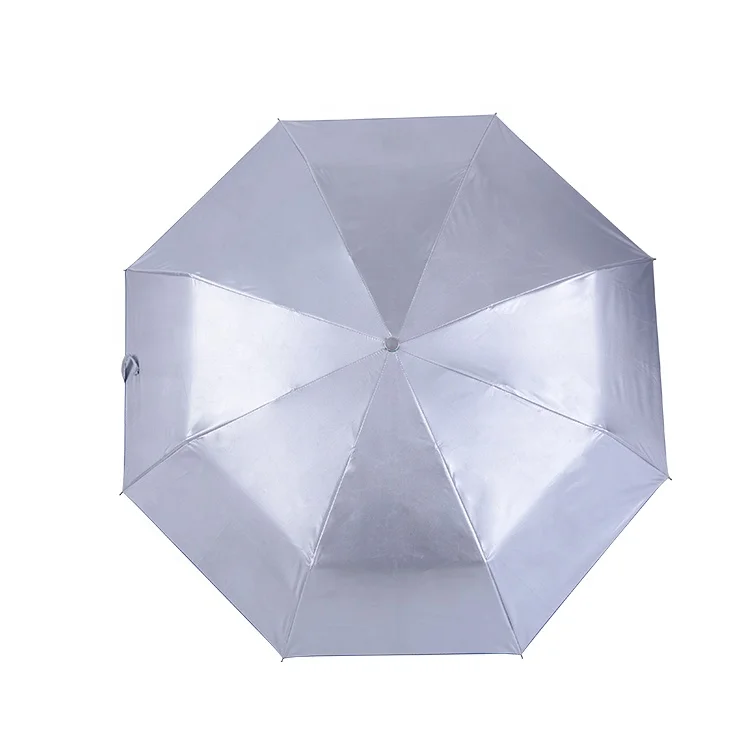 folding umbrella manual open with custom logo print Silver coated windproof UV protection promotion gift 3 fold umbrella