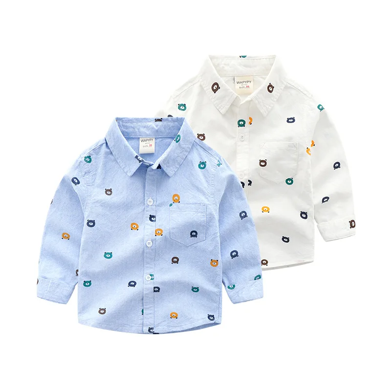 Boys Long Sleeve Inc Little Bear Full Of Oxford Spinning Collar Shirtkids Shirt With Ru Online Wholesale Shop
