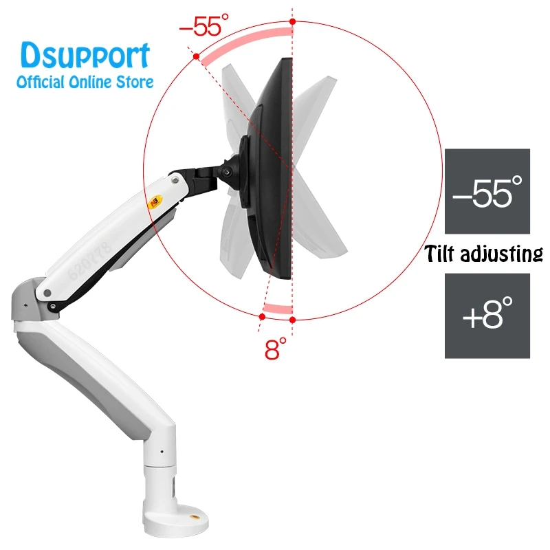 F100A Gas Spring Arm 22-35 inch Screen Monitor Holder 360 Rotate Tilt Swivel F100A Desktop Monitor Mount Arm with Two USB Ports