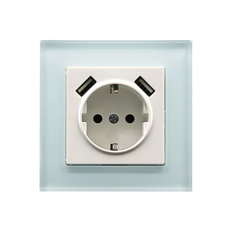 BIHU панель из зелени Европейская настенная розетка 250 В 16A ЕС двойной USB стенной устройство на выходе