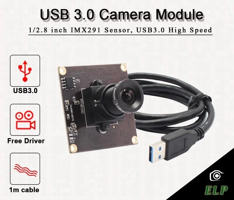 ELP Driver Free USB3.0 Webcam HD UVC 2MegaPixels MJPEG YUYV 50fps 1080P Mini USB 3.0 Camera With Sony IMX291 Sensor