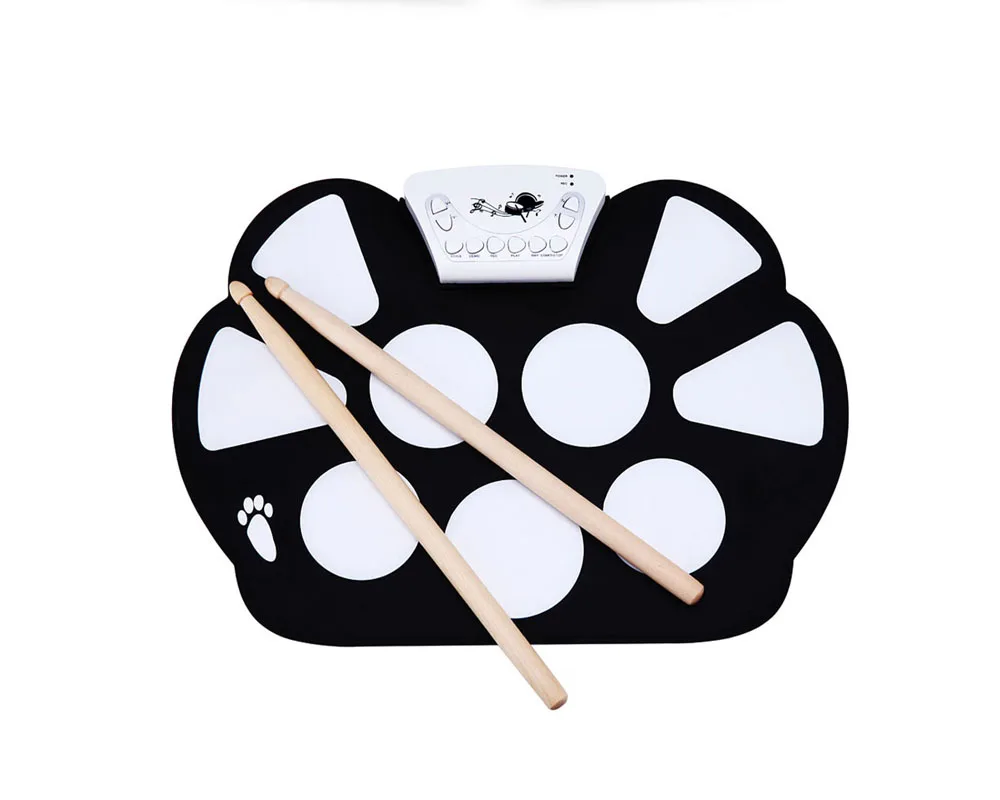 Roll-Up Drum Kit with foot pedals Power by AC adapter or 2*AAA battery Portable Electronic Drum Set