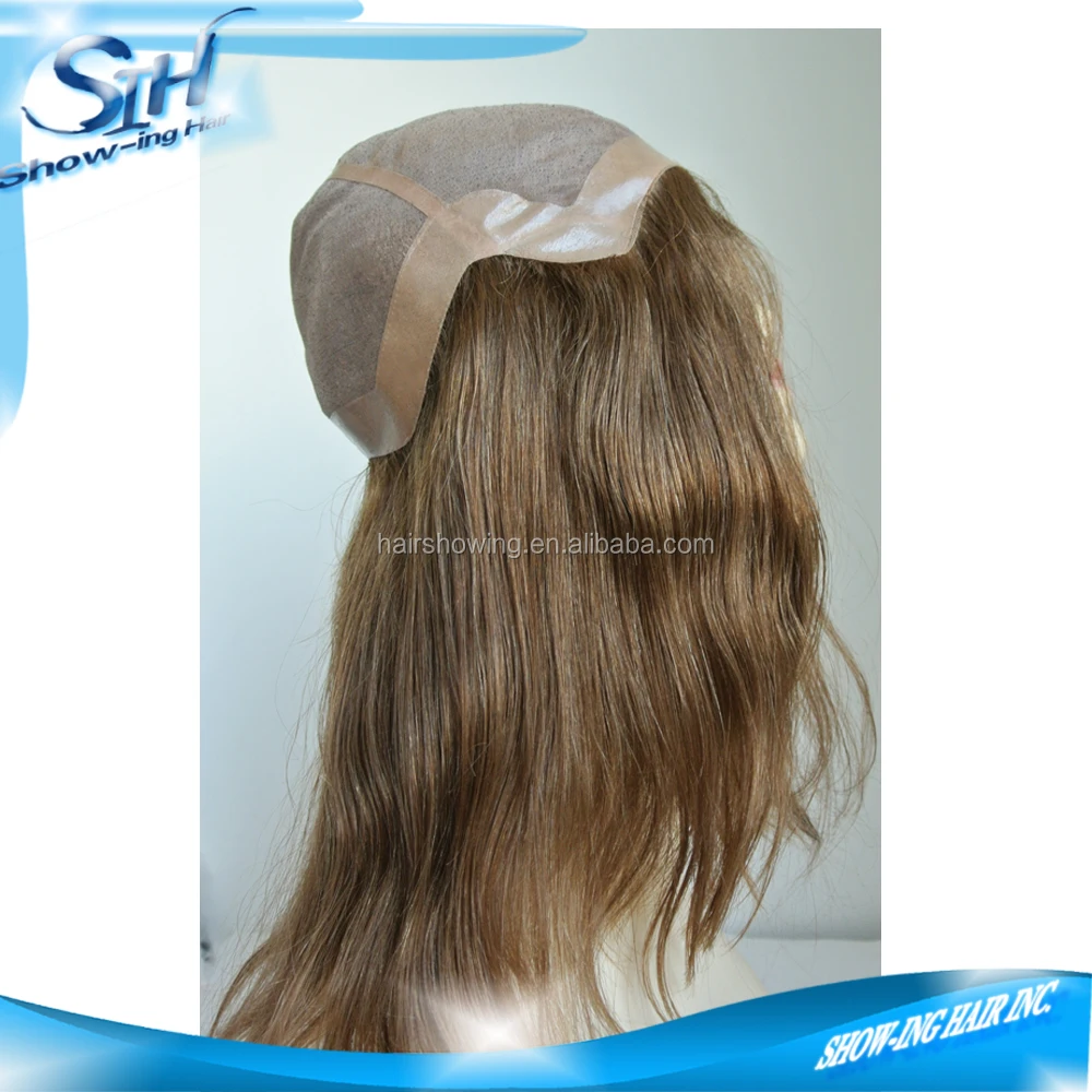 
Long human hair toupee for women mono base 