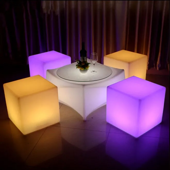 
Party & Events LED Cube Seat Table PE Plastic led color changing light table 