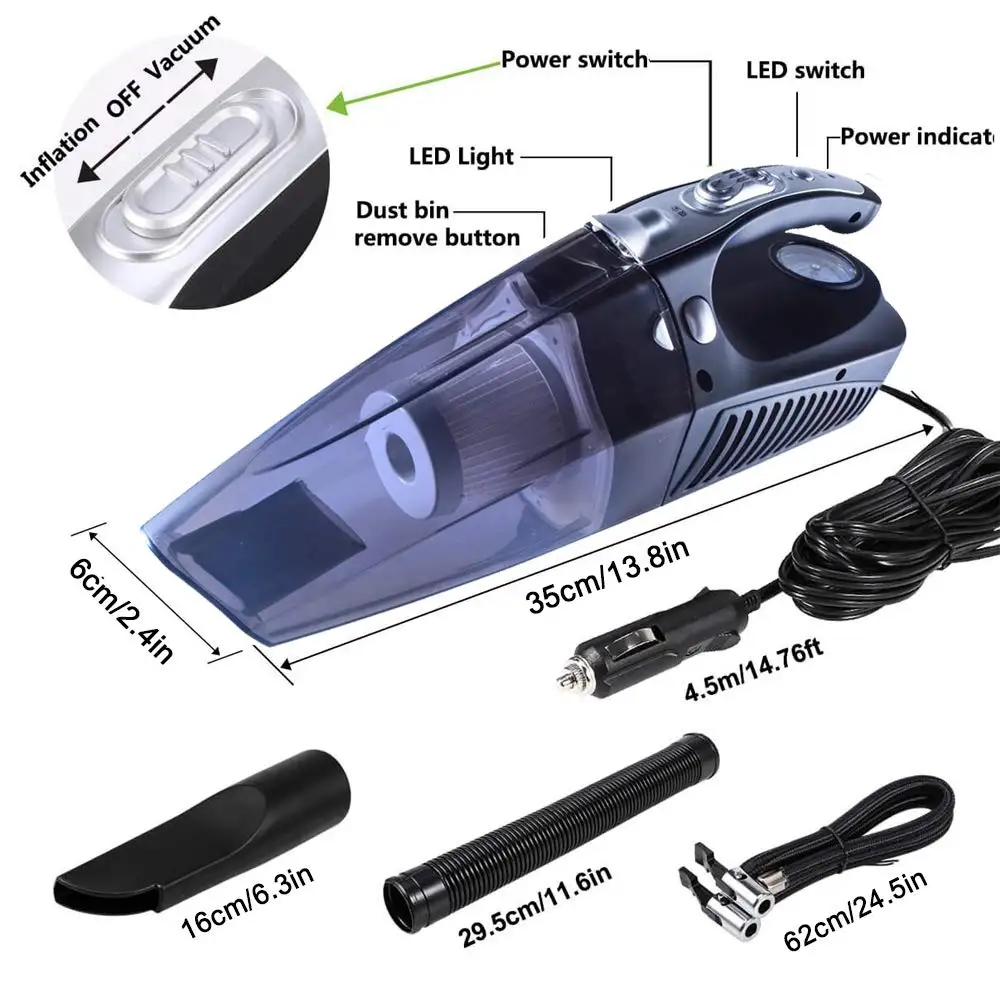 Автомобильный пылесос HF5501 4 в 1 многофункциональный Высокая мощность 12 120 Вт воздушный компрессор насос для шин ручной автомобильный