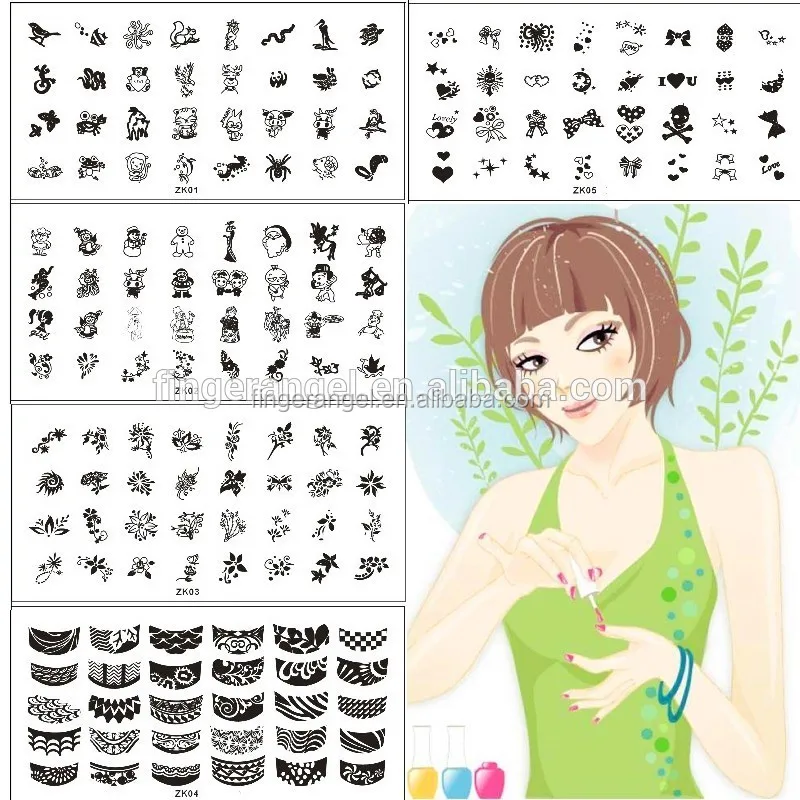 The Factory Price 6*12 Metal Plate With Pink Plastic Holder Nail Art Image Custom Nail Art Stamping Plates