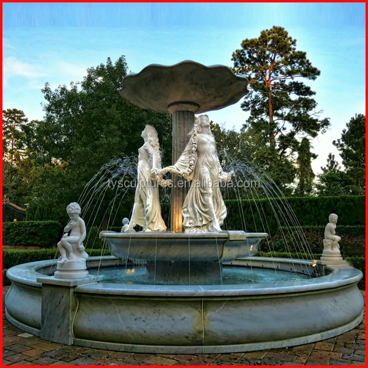 White marble garden female statue fountain stone life size lady water fountains