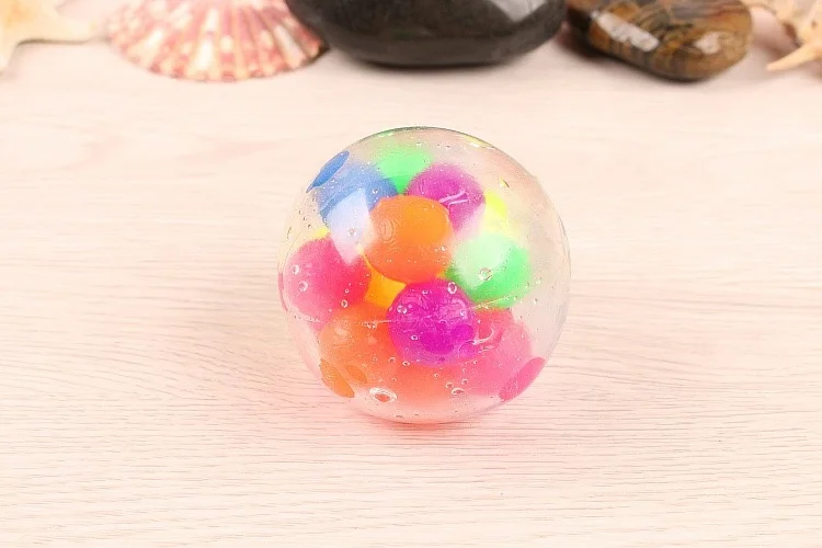 Kids Quality colorful beads inside ball toys grape DNA stress ball
