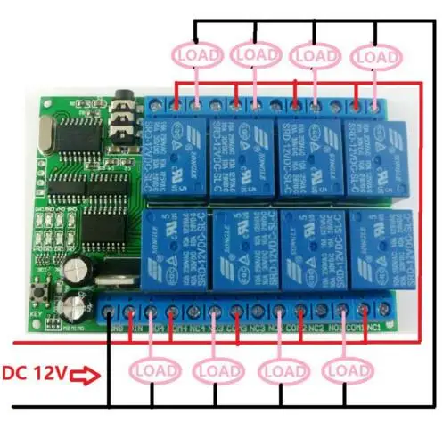 AD22A08 DC 12V 8 channels DTMF Relay MT8870 Decoder Phone Remote Control switch