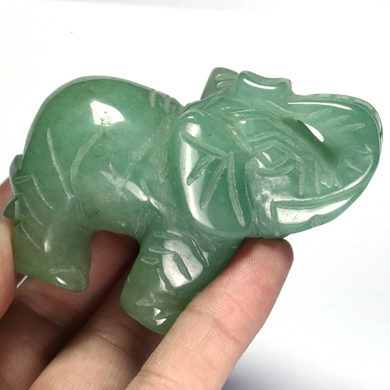 Wholesale quality green Aventurine  jade elephant sculpture home decoration