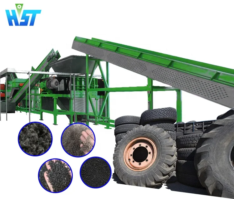 tire shredding machine tyre recycling plant for crumb rubber powder