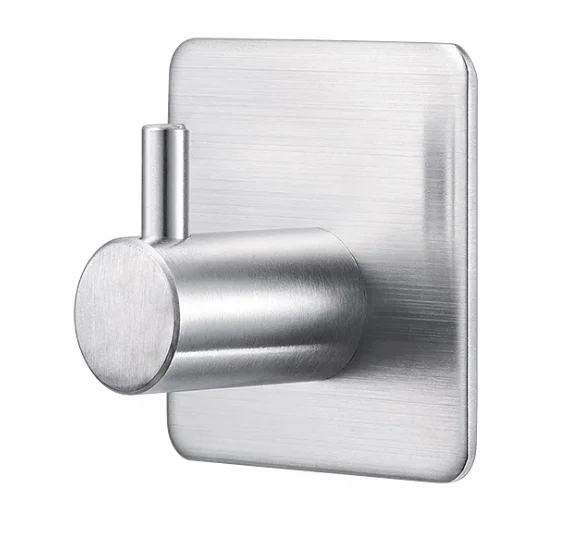
Drill-Free Stainless Steel Wall Mounted Bathroom Kitchen Hooks with Super Strong 3M Adhesive Foam Pad on the Back 
