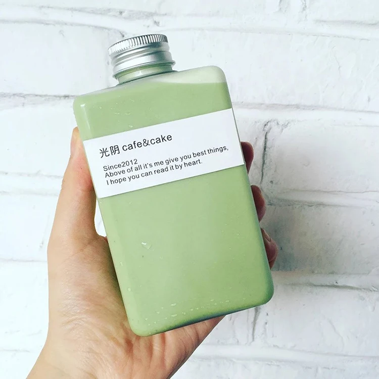Wholesale 350ml milk tea beverage bottle  liquor bottle with sealed aluminum cover