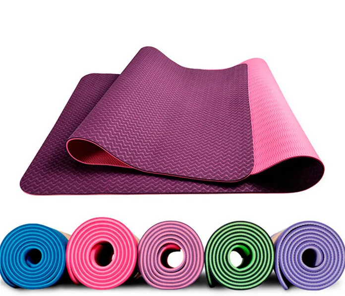 Non-Slip Double Layer 6mm Exercise TPE Yoga Mat