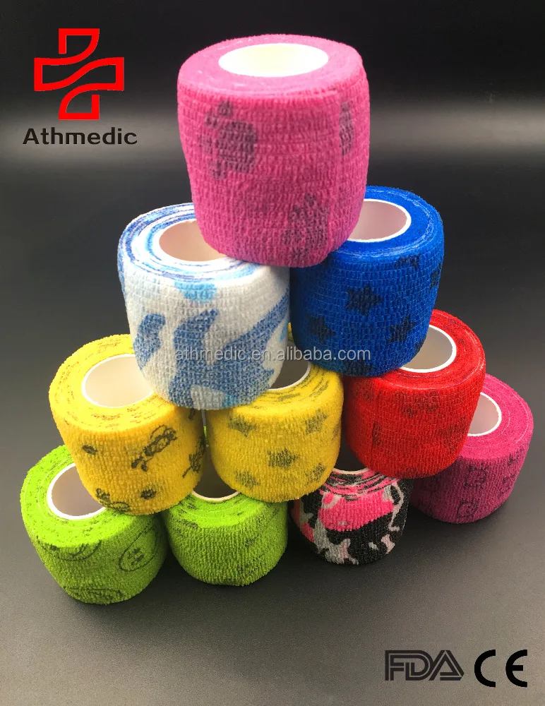 2021 Athmedic sport China printed Self Adhesive Bandage Printed Cohesive Compression Custom print cohesive bandage