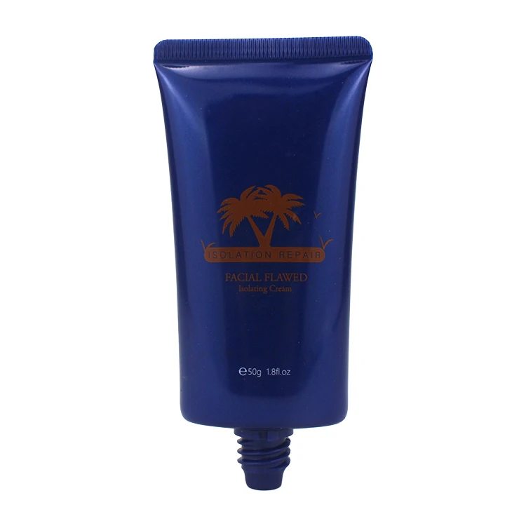 
D54mm L94mm 50g Silkscreen PE Glossy Deep Blue Isolation Repair Facial Flawed Isolating Cream Oval Cosmetic Tube 