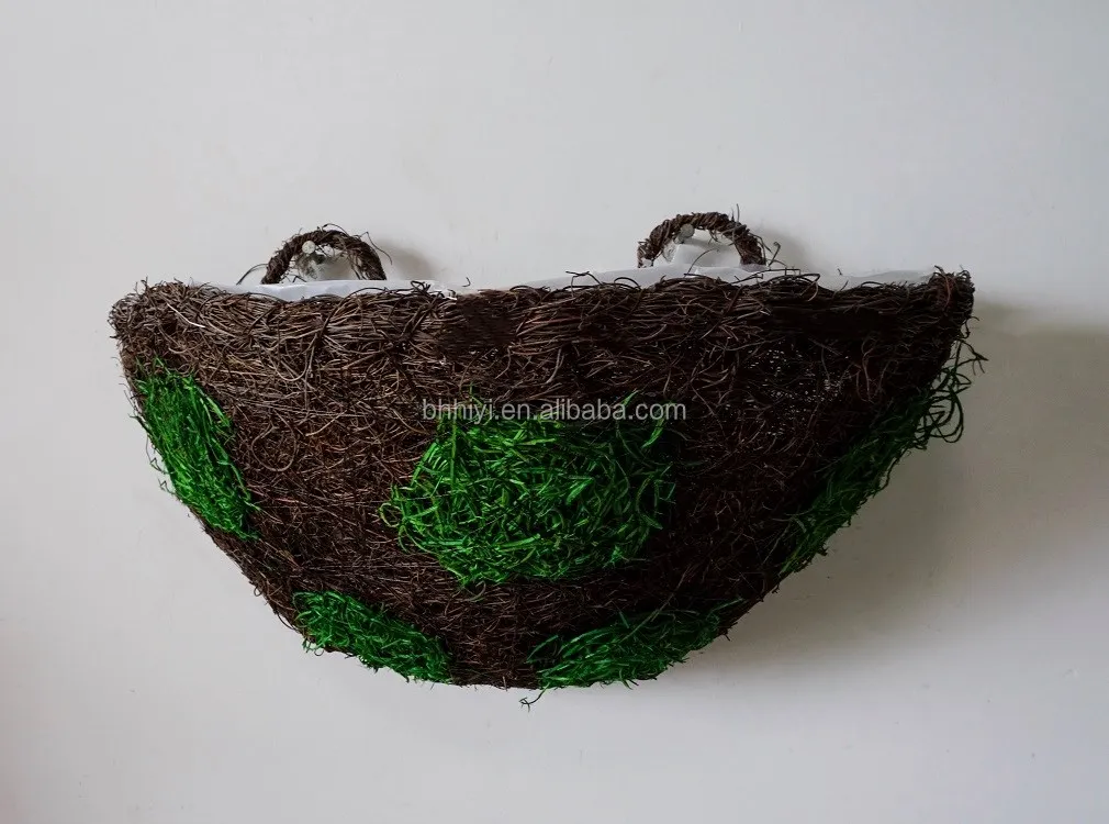 Ротанговые горшки для растений ручной работы, настенный цветочный горшок, деревенский полукруглый Подвесной Настенный цветочный горшок