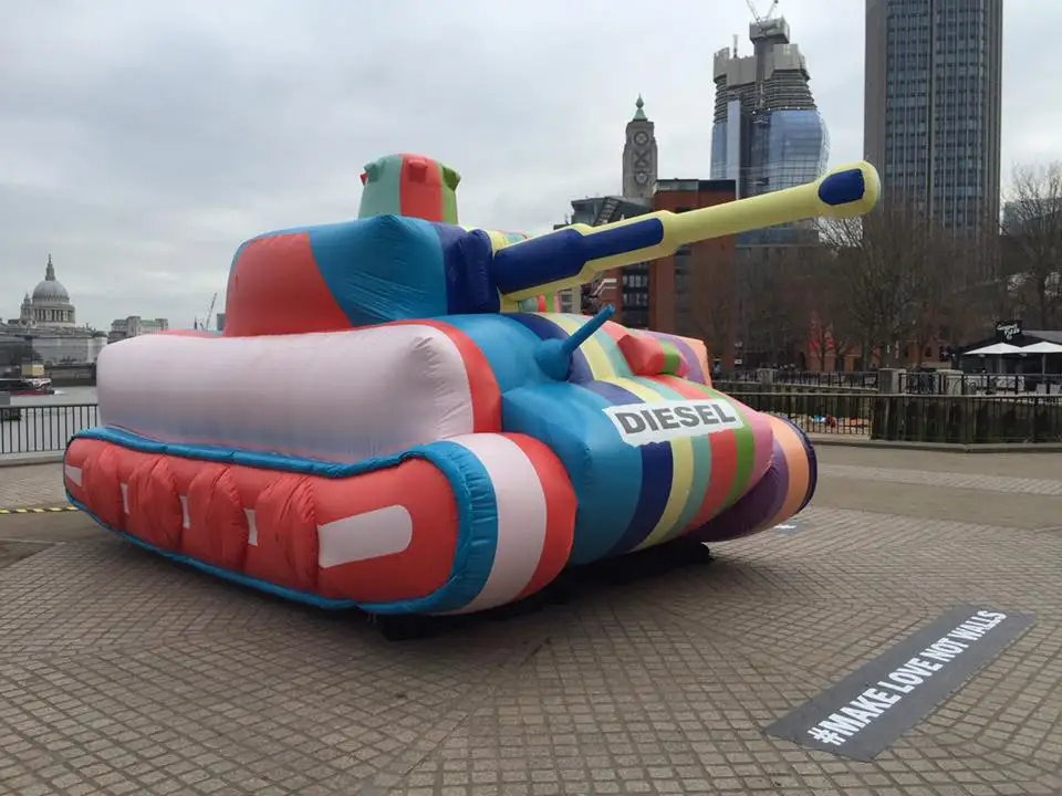 Rainbow color inflatable tank panzer model for advertisement or decorate