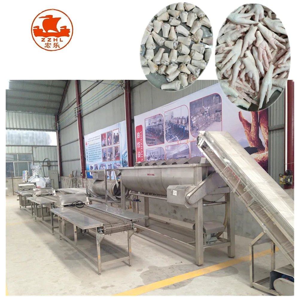Automatic Chicken Feet Cleaning Blanching Peeling Cutting Machine Processing Line Chicken Feather Removal Machine
