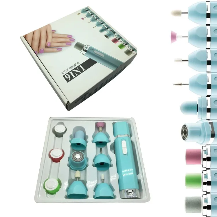 9 in 1 two speed electric manicure foot callus remover battery callus remover