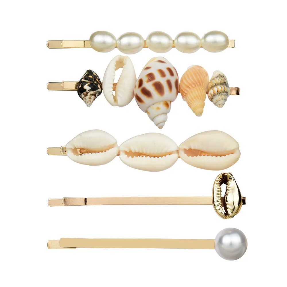 
2019 Summer Women Hair Accessories Sea Shell Bobby Pin 5pcs/Set For Jewelry Gifts Hair Clip 