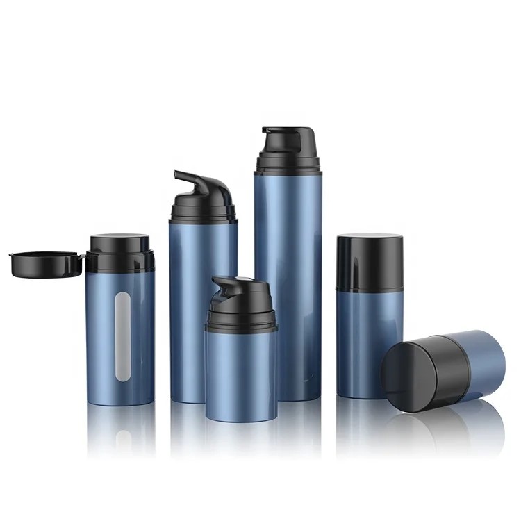 Бутылочка безвоздушная для ухода за кожей, голубая для косметики, 50 мл, 100 мл, 150 мл, 200 мл