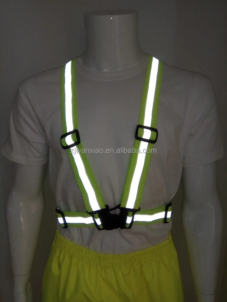 Fluo Здравствуйте Vis Эластичный регулируемый светоотражающий ремень для бега велосипеда жилет с пряжкой