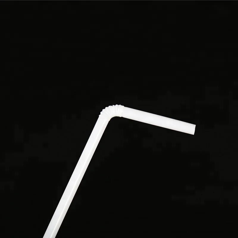 6mm white PP disposable plastic flexible drinking straw