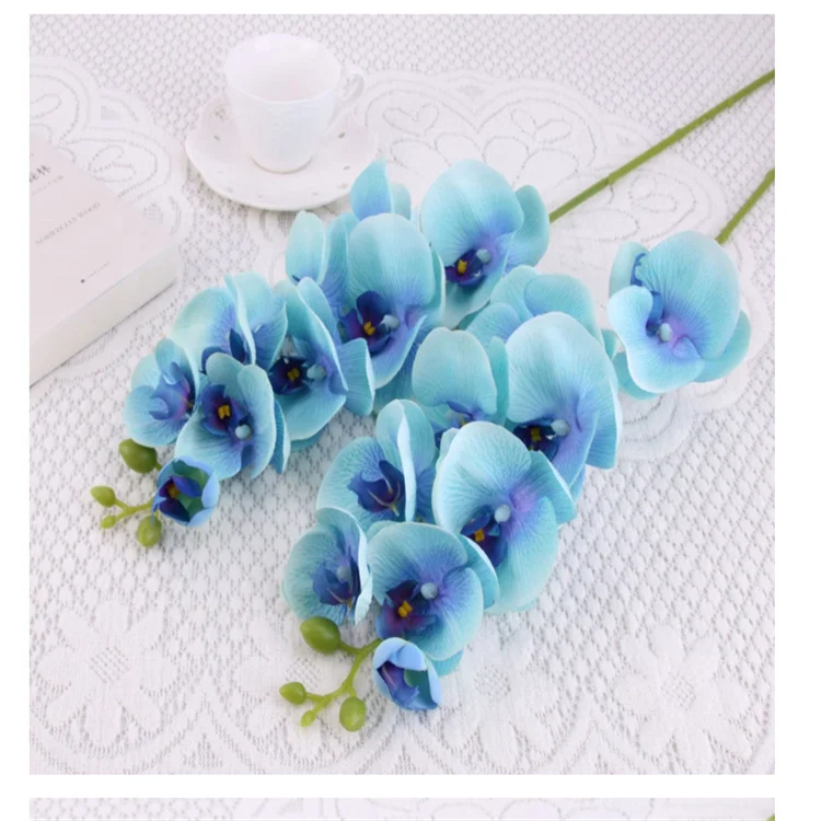 Оптовая продажа 9 головок орхидеи фаленопсиса настоящие на ощупь шелковые цветы искусственные фаленопсисы